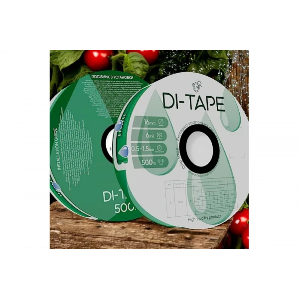 Капельная лента эмиттерная, капельницы через 10 см, расход 1,00 л/ч, длина 1000 м. Di-Tape DI-10-1000