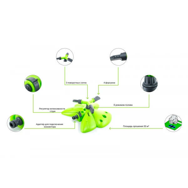 Дощувач Presto-PS зрошувач круговий Метелик (8107G)