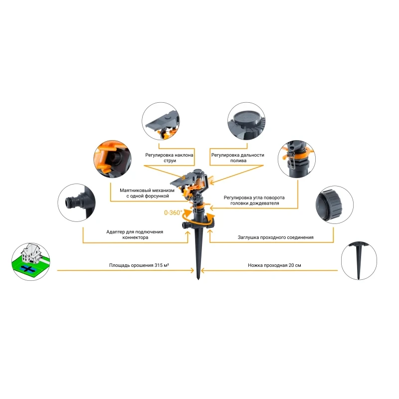 Ороситель импульсный для газона Presto-PS 8103D