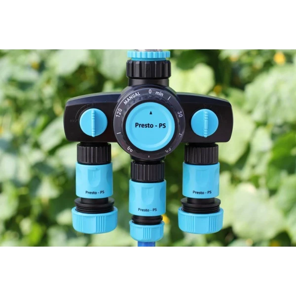 Таймер полива механический на 3 выхода до 120 минут Presto-PS 7736