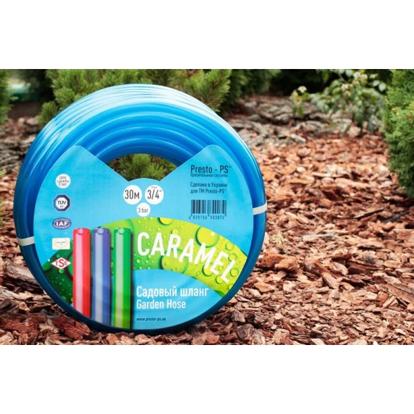 Шланг поливочный силикон садовый Caramel ++ Presto-PS синий диаметр 1/2 дюйма, длина 50 м Presto-PS CAR B-1/2 503