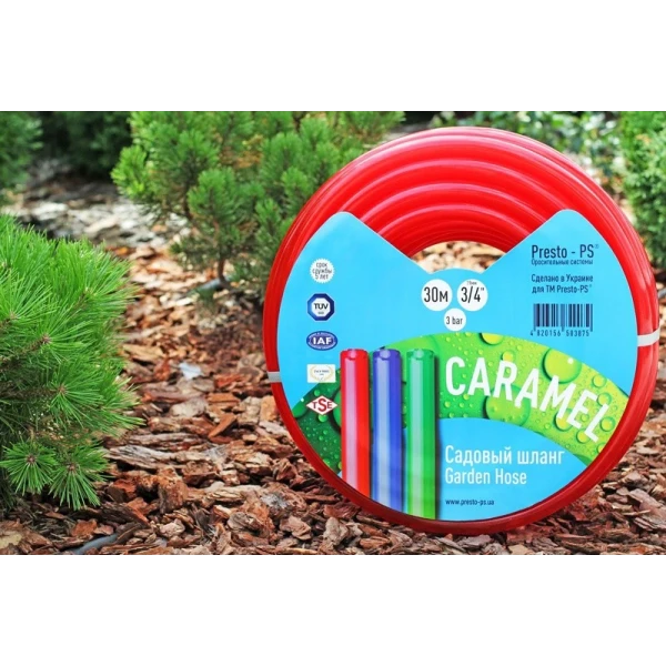 Шланг садовый для полива 3/4" 50 м Presto-PS Caramel (красный) SE-3/4 50