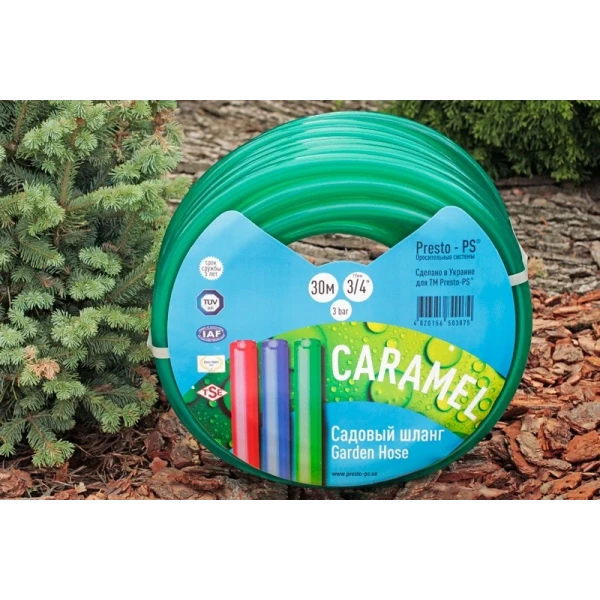 Шланг садовый для полива 3/4" 50 м Presto-PS Caramel (зеленый) CAR-3/4 50