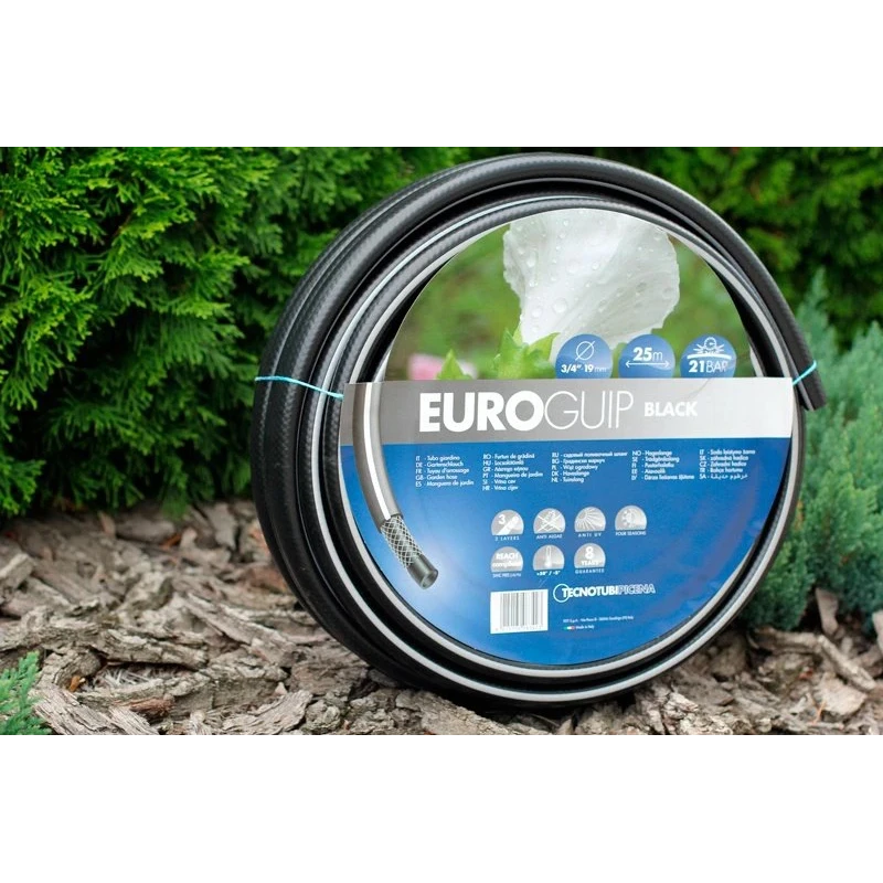 Шланг садовый Tecnotubi Euro Guip Black для полива диаметр 1 дюйм, длина 25 м Presto-PS EGB 1 25