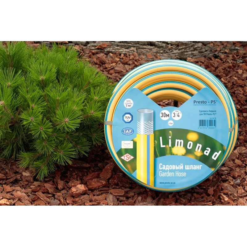 Шланг поливочный садовый Limonad диаметр 3/4 дюйма, длина 30 м Presto-PS 3/4 G H 30