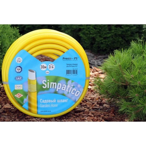 Шланг поливочный садовый Simpatico диаметр 3/4 дюйма, длина 30 м Presto-PS BLL 3/4 30