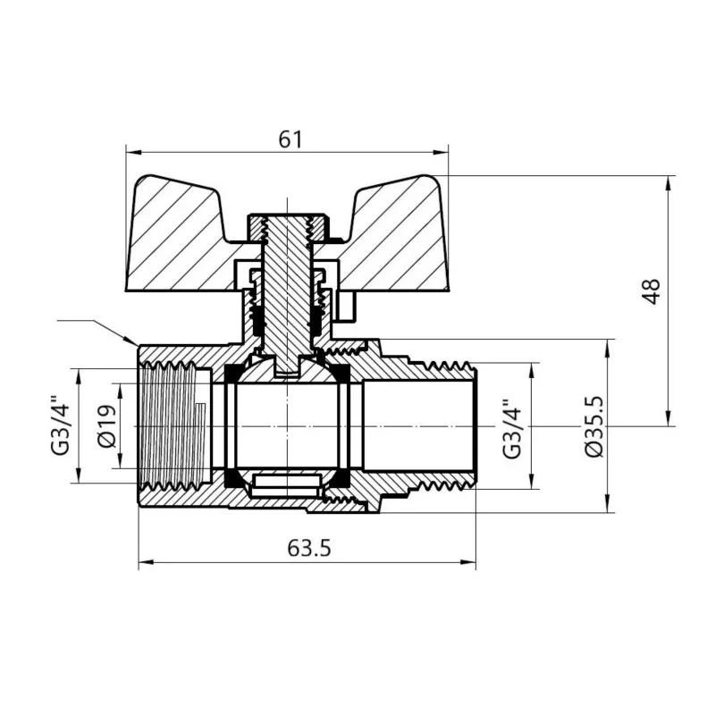 Кран кульовий SD Plus 3/4