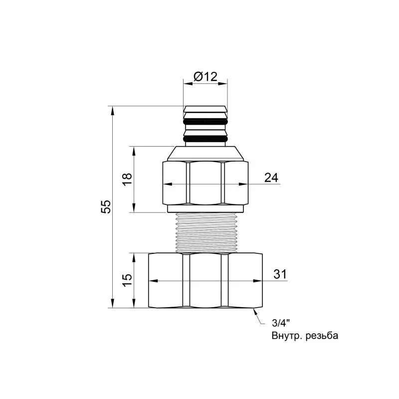 Перехідник обтискний Icma 16х3/4