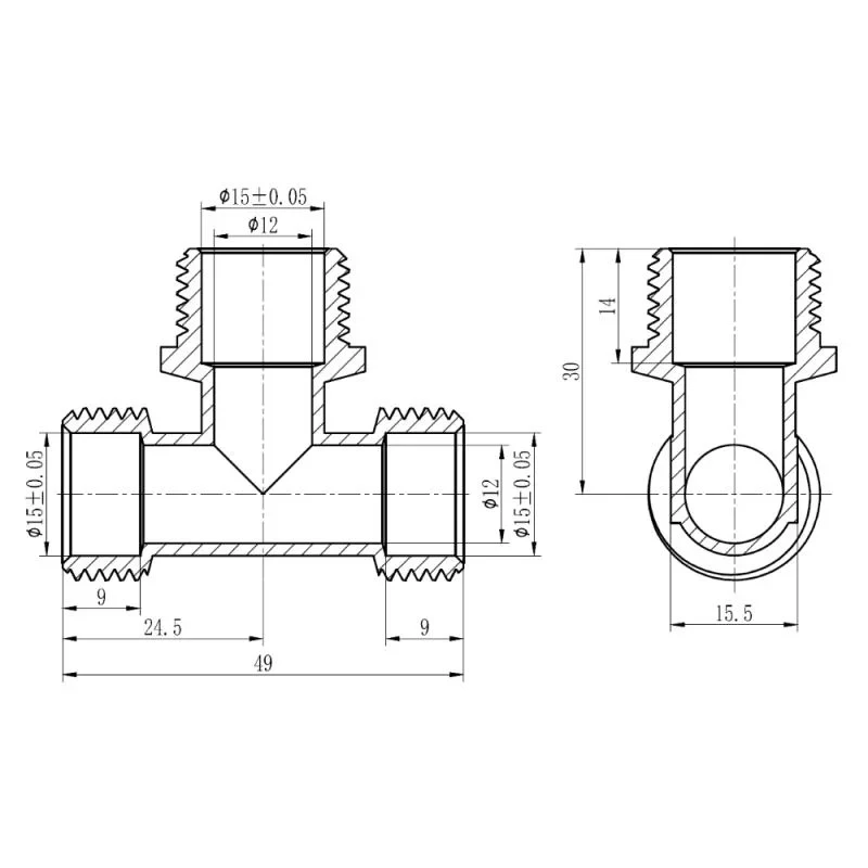 Тройник обтискний SD Forte 16х1/2