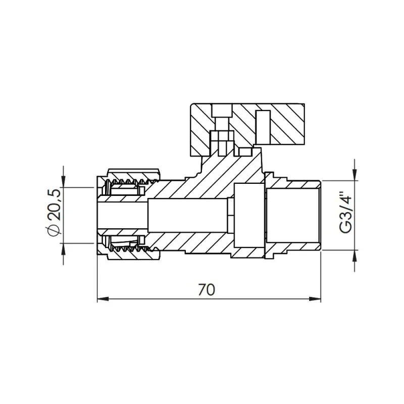 Кран кульовий обтискний SD Forte 20х3/4