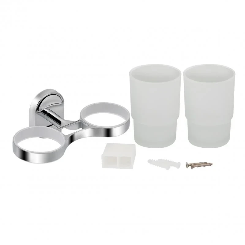 Склянка з тримачем Lidz Oreo 0402 подвійний настінний (матове скло) LDORE0402CRM22164 Chrome