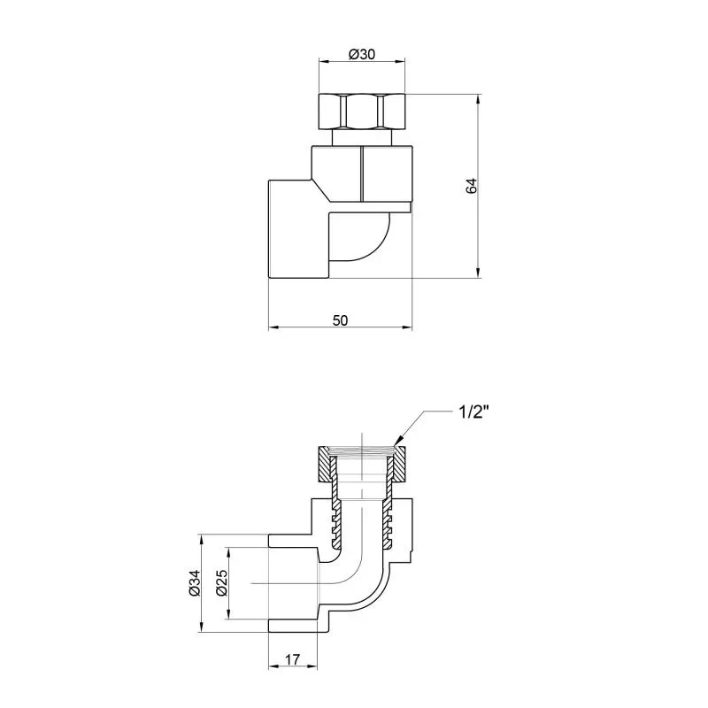 Уголок PPR Thermo Alliance с накидной гайкой 25х3/4