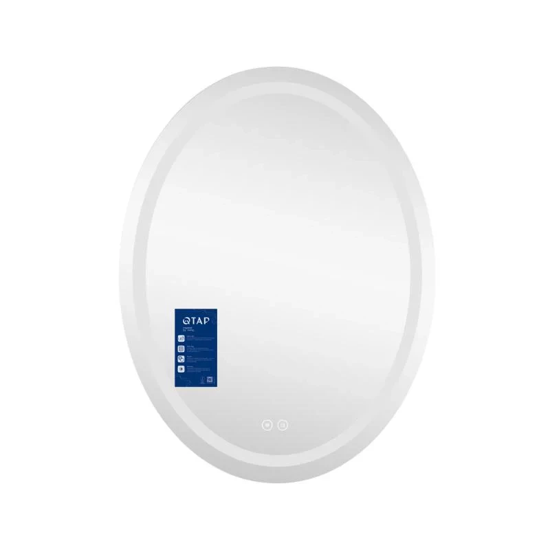 Дзеркало Qtap Mideya (DC-F801) 600х800 з LED-підсвічуванням Touch, з антизапотіванням, з годинником, димером, рег. яскравості QT2078F801W