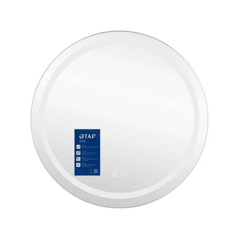 Дзеркало Qtap Mideya (DC-F803) R600 з LED-підсвічуванням Touch, з антизапотіванням, з годинником, димером, рег. яскравості QT2078F803W