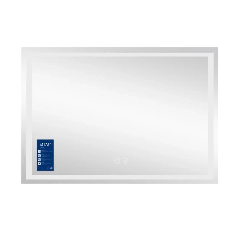 Дзеркало Qtap Mideya (DC-F613) 1200х800 з LED-підсвічуванням Touch, з антизапотіванням, з годинником, димером, рег. яскравості QT2078F613W