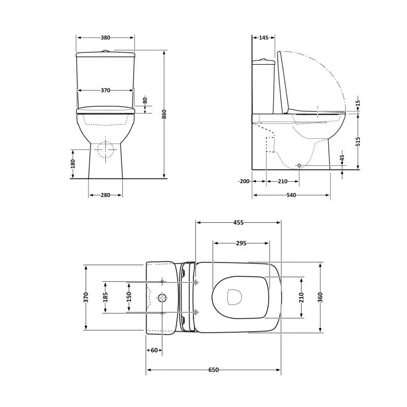 Унитаз-компакт Qtap Crow безободковый с сиденьем Soft-close QT05222170W