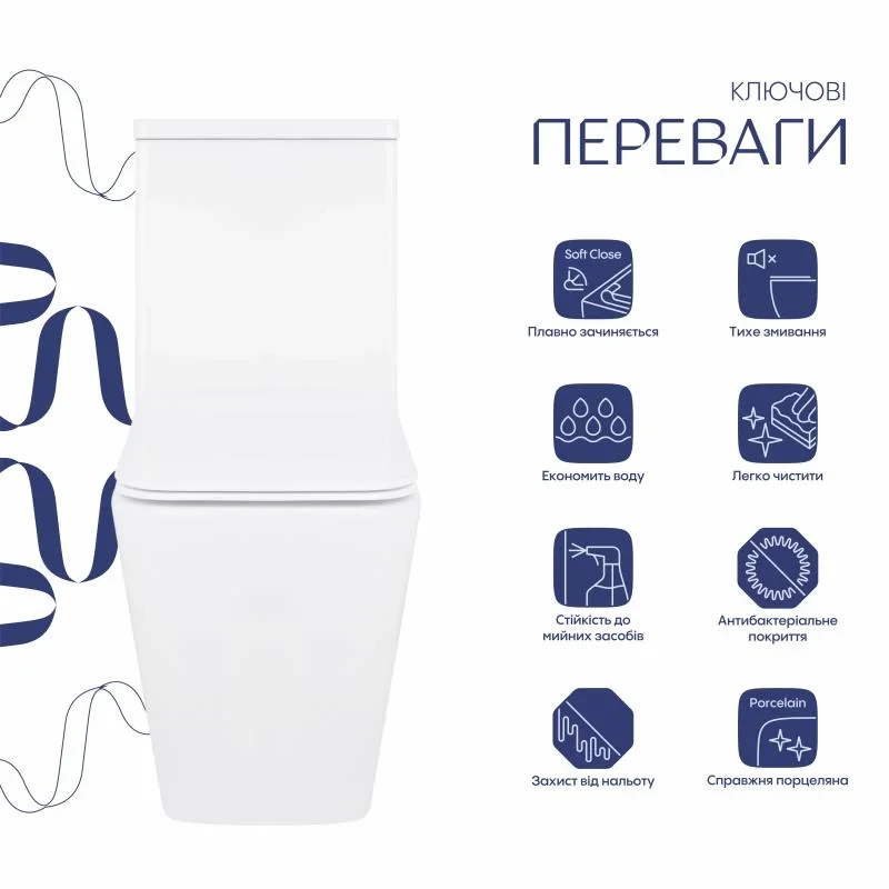 Унитаз-компакт Qtap Crow безободковый с сиденьем Soft-close QT05222170W