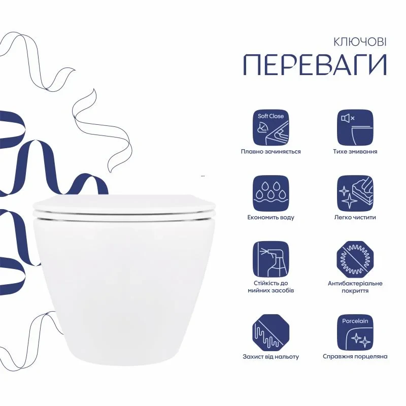 Унітаз підвісний Qtap Jay безобідковий з сідінням Soft-close QT07335176W