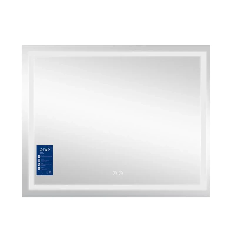 Дзеркало Qtap Mideya (DC-F614) 1000х800 з LED-підсвічуванням Touch, з антизапотіванням, з годинником, димером, рег. яскравості QT2078F614W