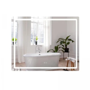 Дзеркало Qtap Mideya (DC-F910) 1000х800 з LED-підсвічуванням Touch, з антизапотіванням, з годинником, димером, рег. яскравості QT2078F910W