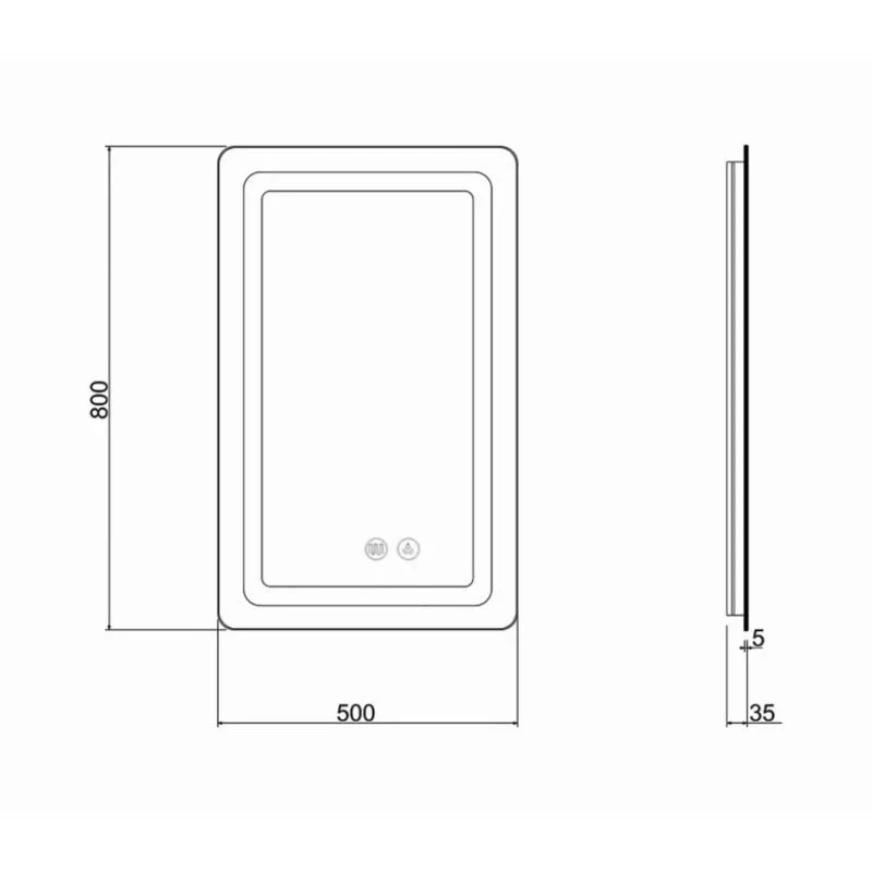 Дзеркало Qtap Mideya (DC-F911) 500х800 з LED-підсвічуванням Touch, з антизапотіванням, з годинником, димером, рег. яскравості QT2078F911W