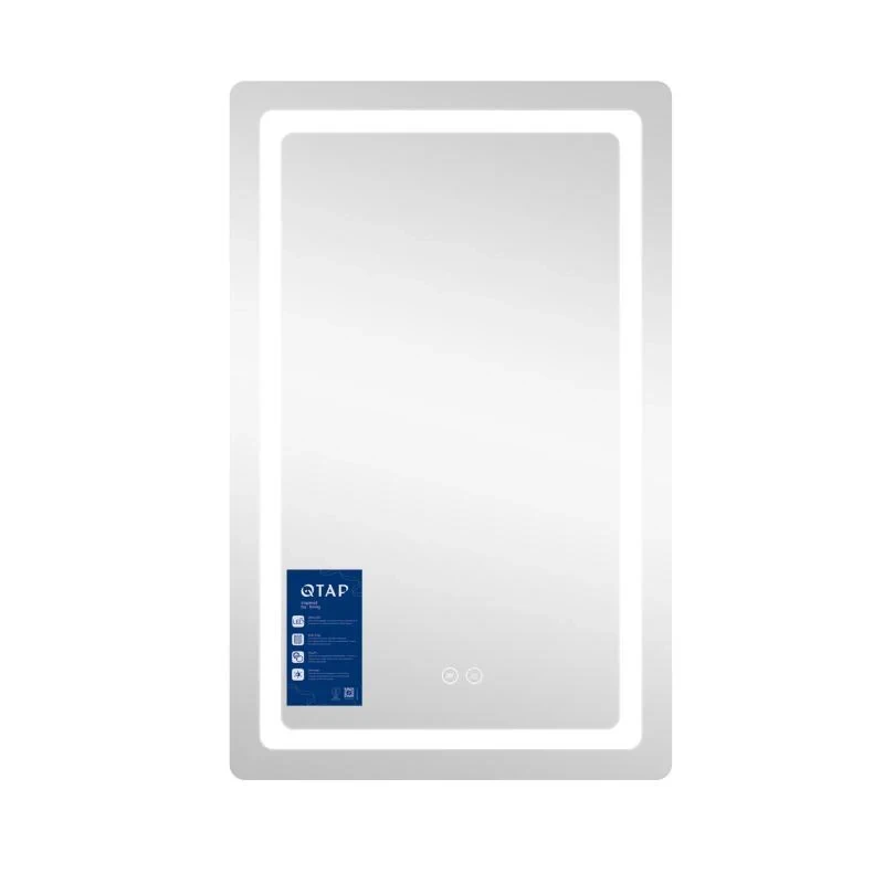 Дзеркало Qtap Mideya (DC-F911) 500х800 з LED-підсвічуванням Touch, з антизапотіванням, з годинником, димером, рег. яскравості QT2078F911W