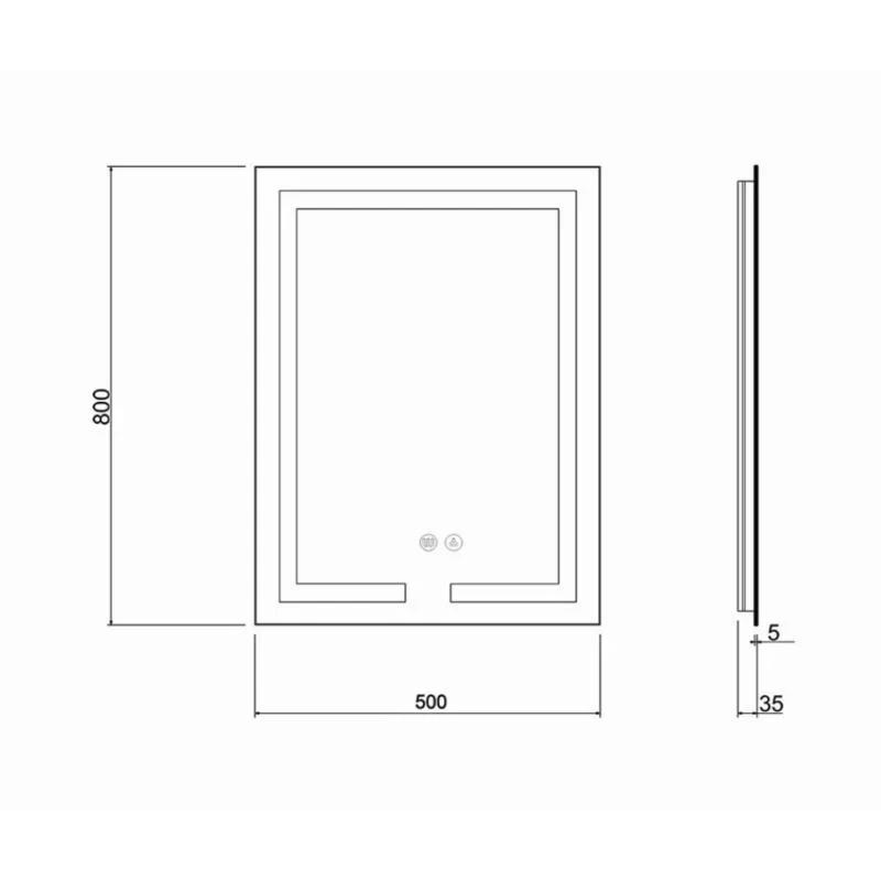 Дзеркало Qtap Mideya (DC-F936) 500х800 з LED-підсвічуванням Touch, з антизапотіванням, з годинником, димером, рег. яскравості QT2078F936W