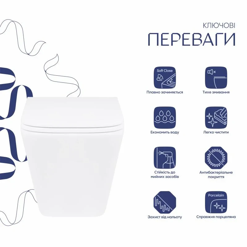 Унітаз підвісний Qtap Tern безобідковий з сідінням Soft-close QT1733052ERW