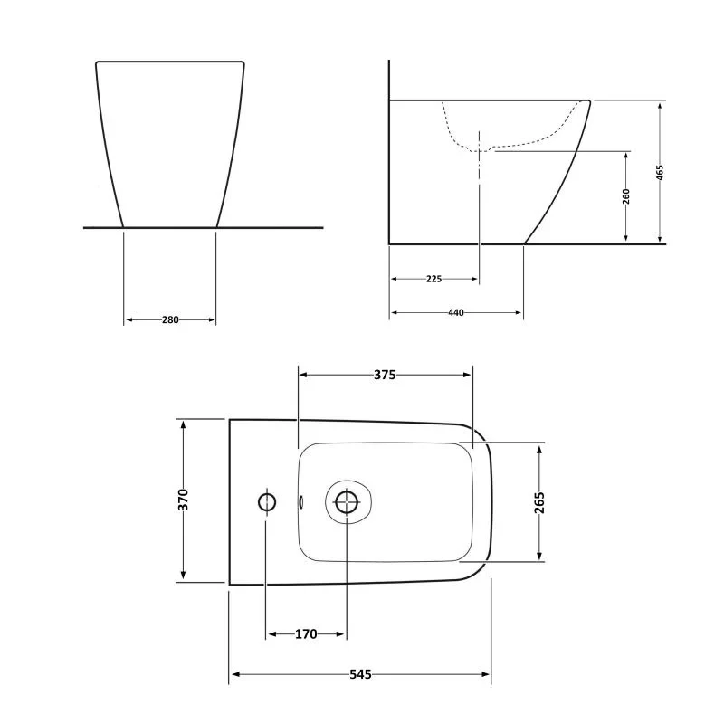 Биде напольное Qtap Crow 545х360х410 White QT05443370W