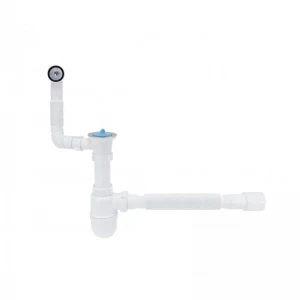 Сифон для кухонної мийки Lidz (WHI) 60 08 E004 00 з круглим переливом (вихід 50 мм)