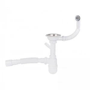 Сифон для кухонної мийки Lidz (WHI) 60 08 E001 01 ECO з круглим переливом (вихід 50 мм)