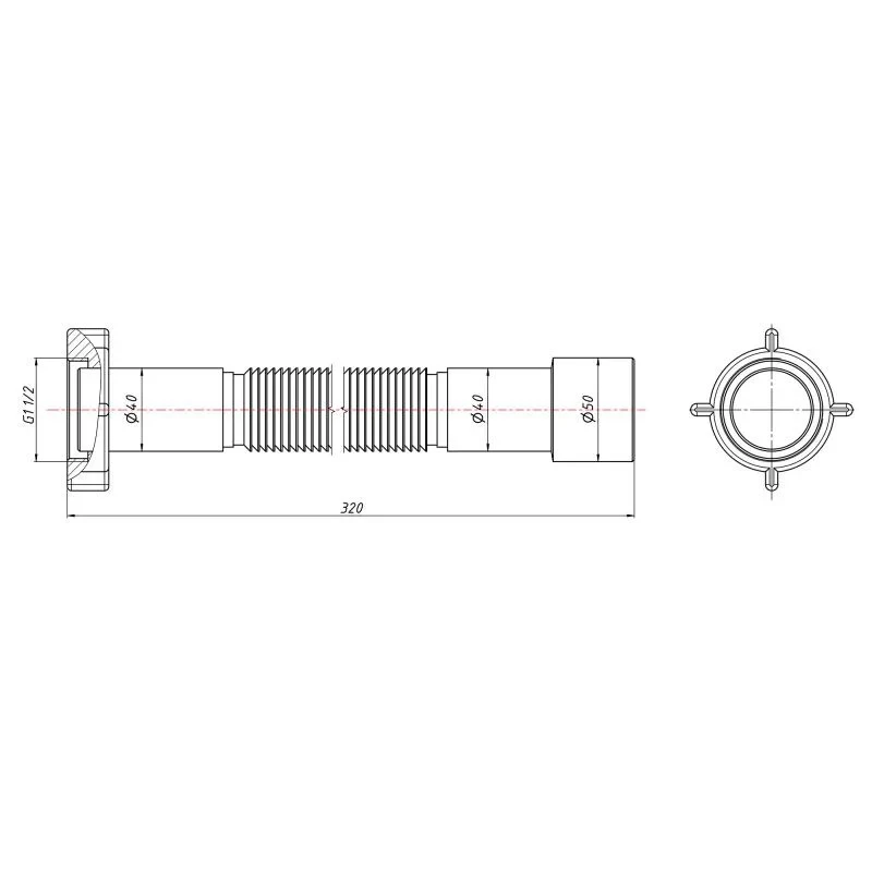 Гибкая труба Lidz (WHI) 60 01 G002 00 с накидной гайкой 1 1/2