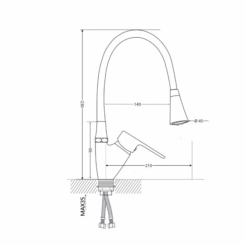 Смеситель для кухни Lidz Tani 007F3 с гибким изливом (k40) LDTAN007F3WCR40423 WCR