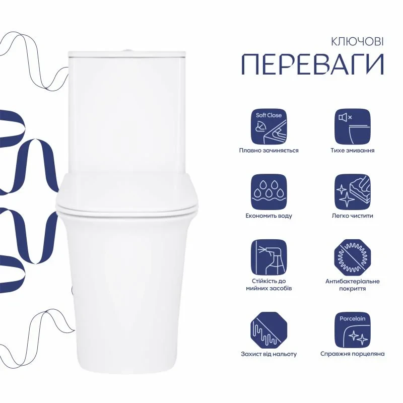 Унитаз-компакт Qtap Nando безободковый с сиденьем Soft-close QT12221222AW