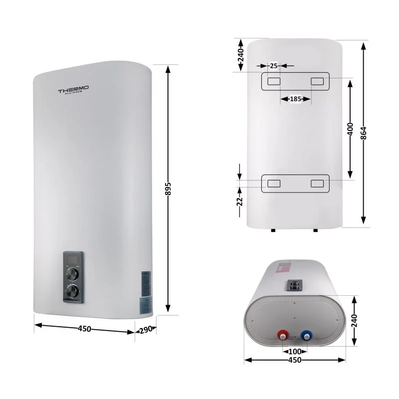 Водонагрівач електричний Thermo Alliance 50 л плоский вертикальний, сухий ТЕН 2 кВт (0,8+1,2) DT50V20G(PD)-D/2