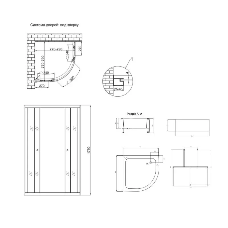 Душевая кабина Lidz Latwa SC80x80.SAT.MID.GR, стекло тонированное 4 мм без поддона