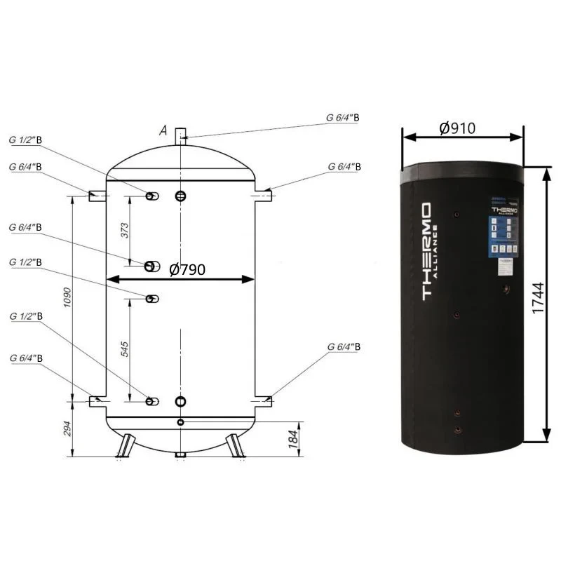 Теплоакумулятор Thermo Alliance TA-ТАМ-00 750 з ізоляцією 60 мм