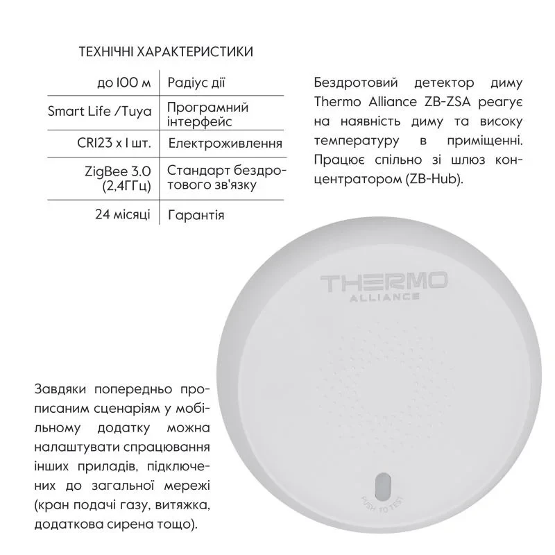 ZigBee Беспроводной датчик дыма ZB-ZSA