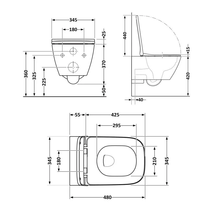 Унитаз подвесной Qtap Tern с сиденьем  Soft-close QT17332303ASW