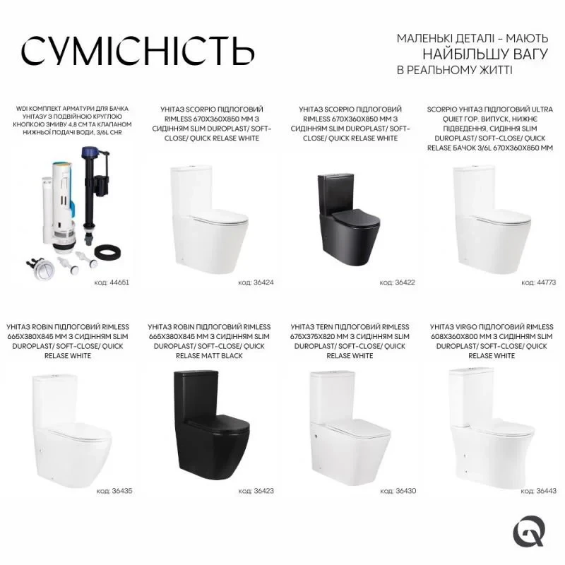 Qtap WDI комплект арматури для бачка унітазу з подвійною круглою кнопкою змиву 4,8 см та клапаном нижньої подачі води, 3/6L CHR