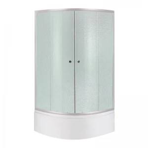 Душова кабіна Latwa SC90x90.SAT.HIGH.FR полукругла, скло Frost 4 мм + Душовий піддон KAPIELKA ST90x90x41, з панеллю Lidz