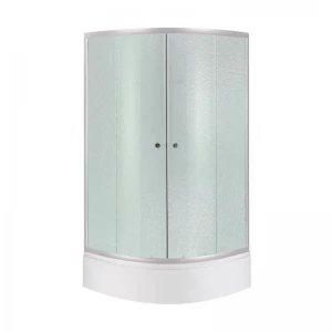 Душова кабіна Latwa SC80x80.SAT.MID.FR полукругла, скло Frost 4 мм + Душовий піддон KAPIELKA ST80x80x26, з панеллю Lidz