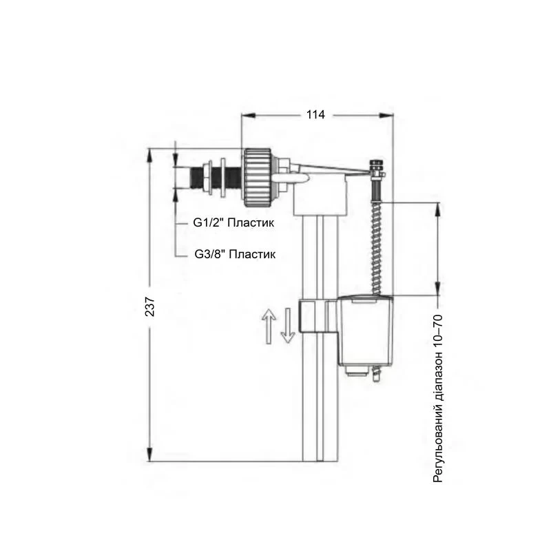 Клапан Lidz LT03 боковой подачи 1/2 и 3/8