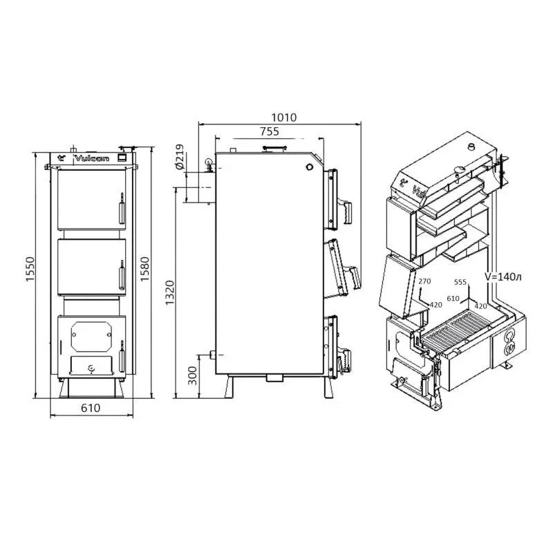 Котел твердопаливний сталевий Thermo Alliance Vulcan V 4.0 SF 40