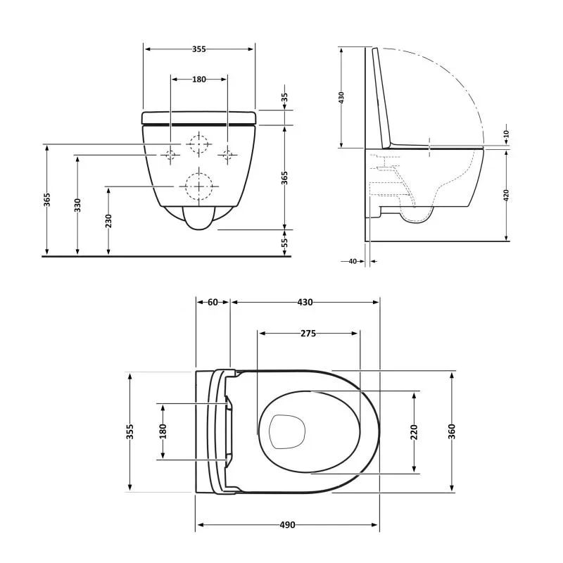 Унітаз підвісний Qtap Taurus безободковий з сидінням Soft-close QT2433084EUQMB