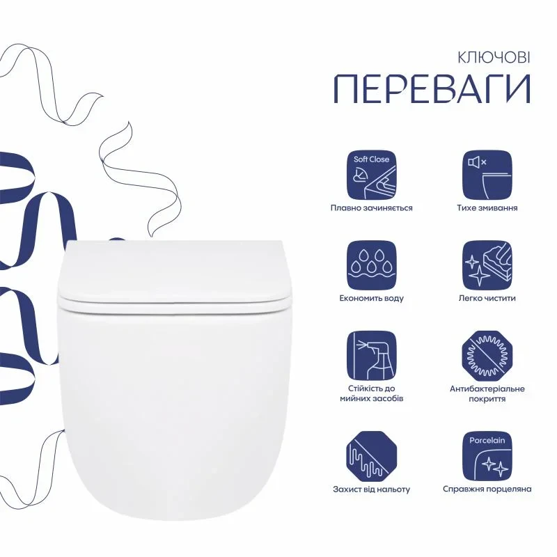 Унітаз підвісний Qtap Gemini безободковий з сидінням Soft-close QT2533076EUQW
