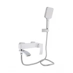Змішувач для ванни Qtap Swan Cascada з поворотним виливом (з душовим гарнітуром) QTSWA260CRW45569 Chrome/White