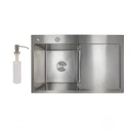 Мийка для кухні інтегрована Lidz Handmade H7849R крило праворуч (LDH7849BRUR45591) Brushed Steel 3,0/1,0 мм