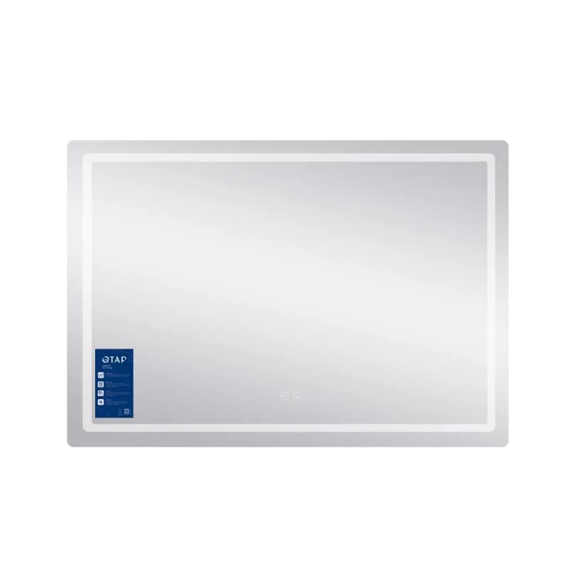 Дзеркало Qtap Mideya 1000х700 з LED-підсвічуванням Touch, з антизапотіванням, з годинником, димером, рег. яскравості QT2078NCF10070W