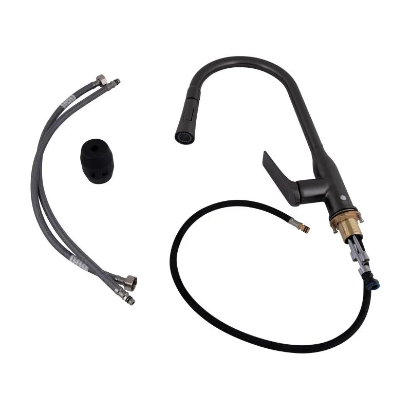 Змішувач для кухні Qtap Vlasta New з висувним виливом QTVLA344GMB45647 Gunmetal Black PVD